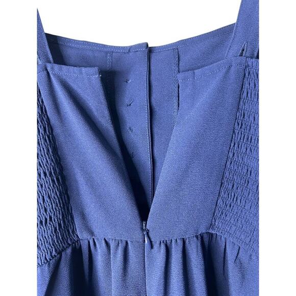 Madewell Jumpsuit Womens Size 2 Navy Blue Smocked Button-Front Wide Leg Cropped - Picture 8 of 16